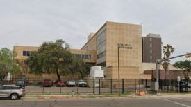 The Hidalgo County Courthouse as seen from University Drive in late 2024