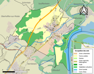 Carte en couleurs présentant l'occupation des sols.