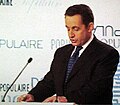 Nicolas Sarkozy, alderdiko kongresuan hizketan.