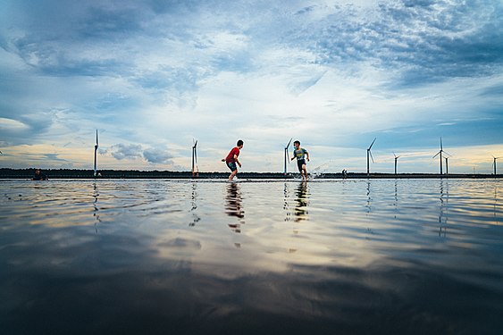 Children play in the Gaomei Wetlands Photograph: User:Alick0722