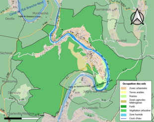 Carte en couleurs présentant l'occupation des sols.