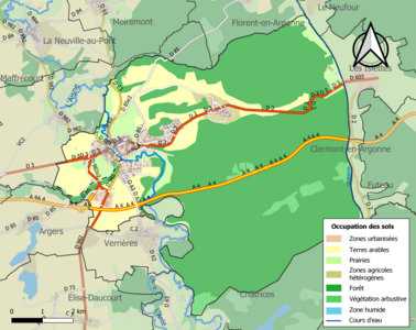 Carte en couleurs présentant l'occupation des sols.