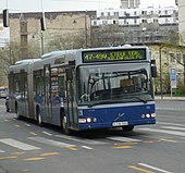 A Nógrád Volán Volvo 7000A típusú autóbusza Budapesten, villamospótló járatként közlekedett