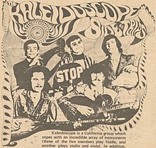 Original members of Kaleidoscope as imaged on their first album, Side Trips, released in 1967