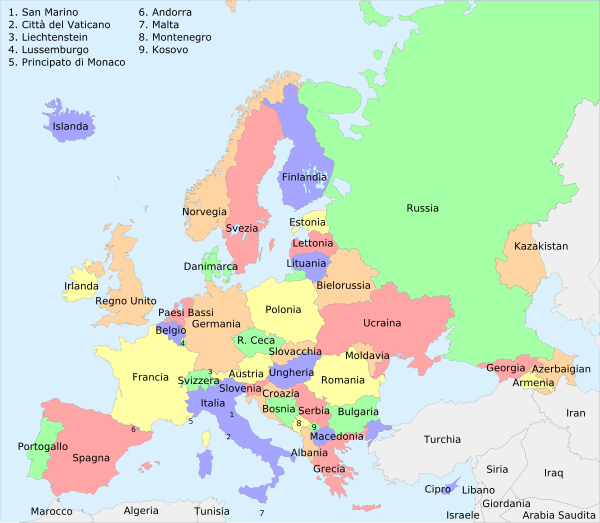 Mappe politeche de l'Europe a 'u 2007