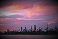 Pink melbourne skyline