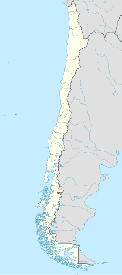 Mapa konturowa Chile, blisko centrum u góry znajduje się punkt z opisem „3,6-metrowy teleskop ESO”