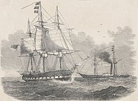 HMS Herald and steamship tender Torch, Expedition to the South Sea, Illustrated London News, 15 May 1852