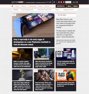 Screenshot of GamesRadar+ website showing the headline and contents