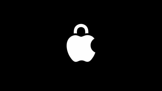 Logo keamanan Apple dengan latar belakang hitam.