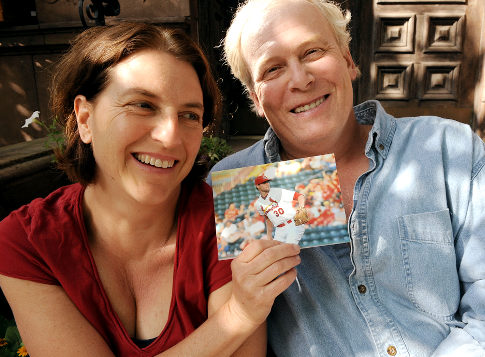 OADEPHOMJSS4E6HQLQJNTHHN4I Eve and John Ottavino hold photo of son Adam, now a pitcher with the Cardinals.